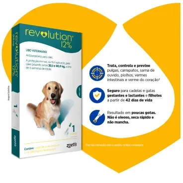 2-Antipulgas Revolution 12- para Caes de 20,1kg a 40kg