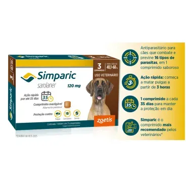 2-Antipulgas Simparic 120mg para Caes 40 a 60kg