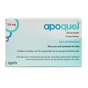 Apoquel 3,6 mg - Tratamento para coceira em Cães - 20 comprimidos