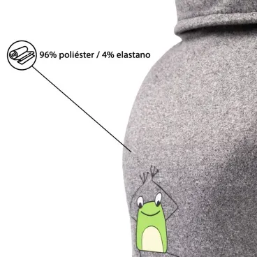 Polo-Malha-Sapo-Cinza-Fabrica-Pet-tamanho-P-foto-de-detalhe-com-texto-sobre-a-composicao-da-peca