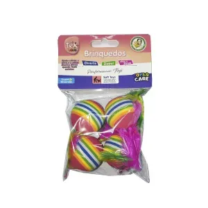 Brinquedo Bola com Penas 4 Unidades Tex Pets - Único