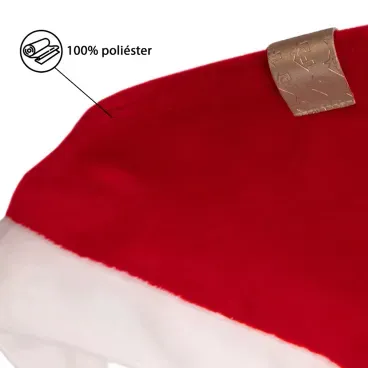 Bandana-Natal-Vermelha-Fabrica-Pet-tamanho-M-foto-de-detalhe-com-texto-sobre-a-composicao-da-peca