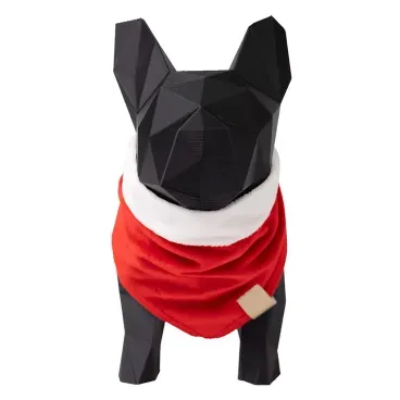 Bandana-Natal-Vermelha-Fabrica-Pet-tamanho-M-foto-da-bandana-no-manequim-em-forma-de-cachorro-na-parte-da-frente