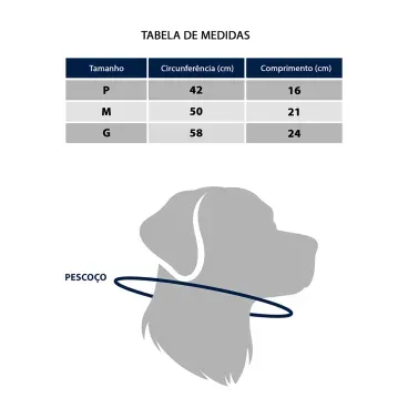 Bandana-Natal-Vermelha-Fabrica-Pet-tamanho-M-foto-explicativa-de-tabela-com-as-medidas-para-cada-tamanho-de-cachorro