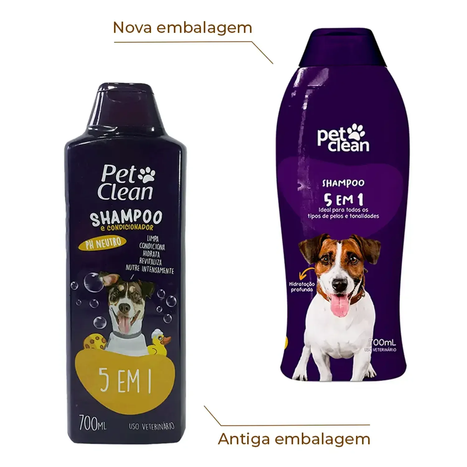 Shampoo-5-em-1-para-Caes-e-Gatos-Pet-Clean-700-ml-foto-da-embalagem-antiga-e-nova