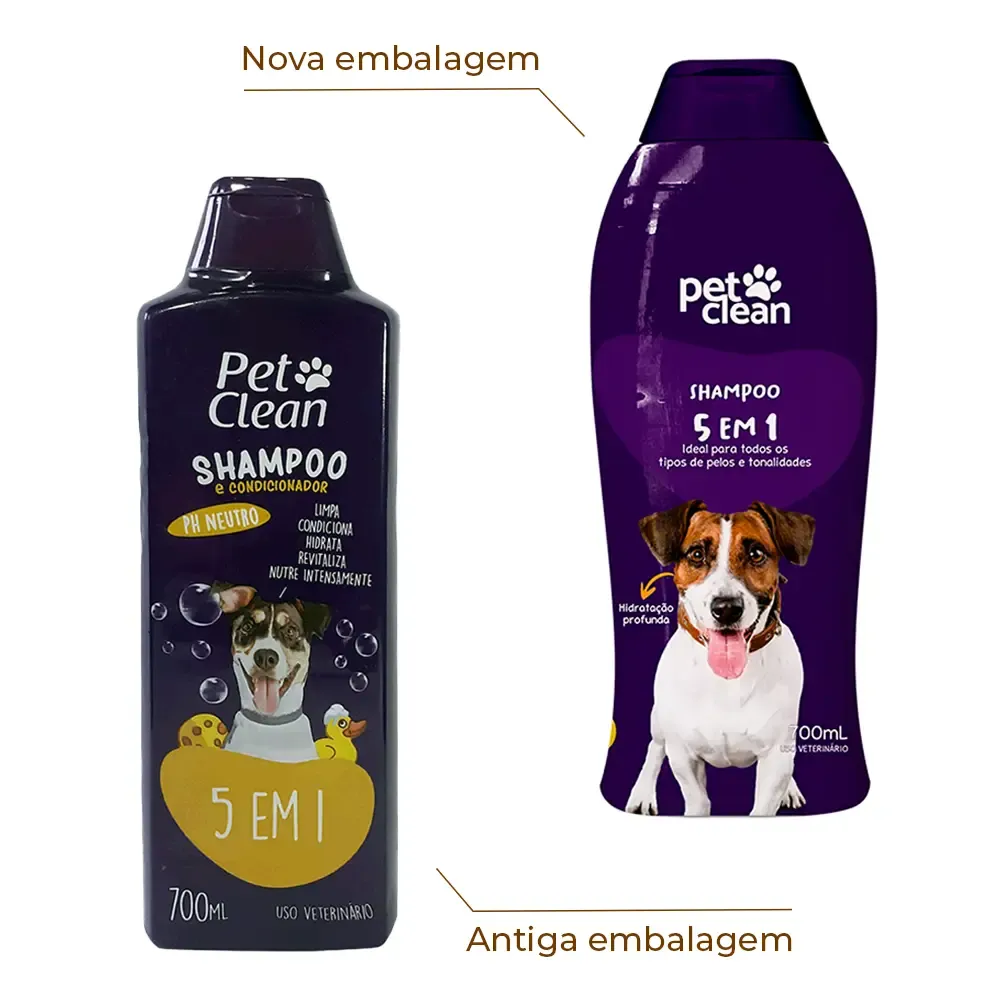 Shampoo 5 em 1 para Cães e Gatos  Pet Clean