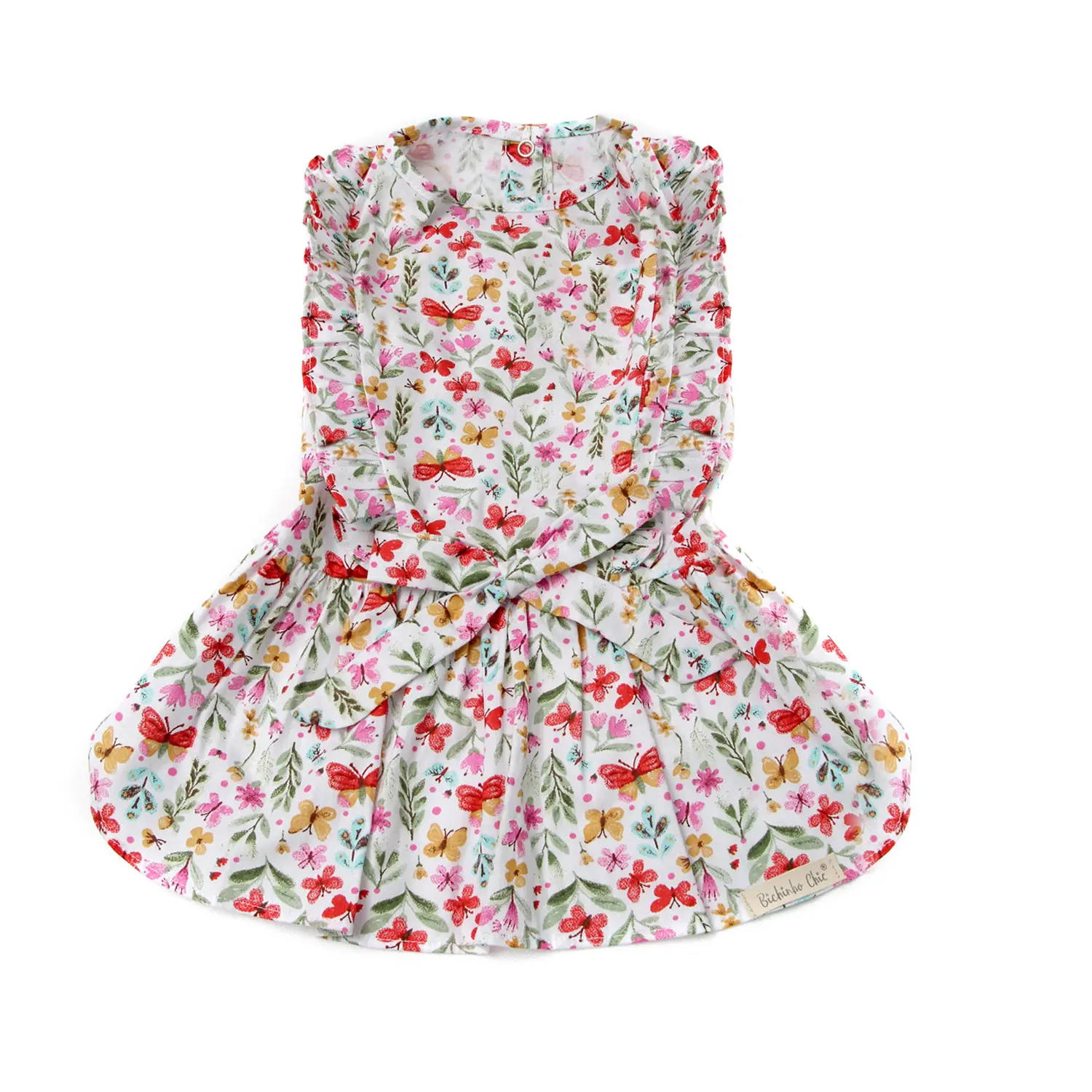 Vestido Borboletas Bichinho Chic Bege