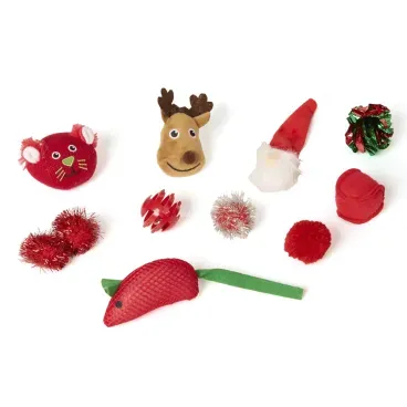 Brinquedos-fora-da-embalagem-do-Brinquedo-Mix-Meia-de-Natal-para-Gatos-Savana-Pet