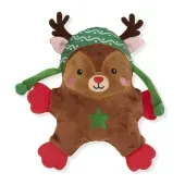 Brinquedo Pelúcia com Mordedor Rena com Gorro Savana Pet Marrom