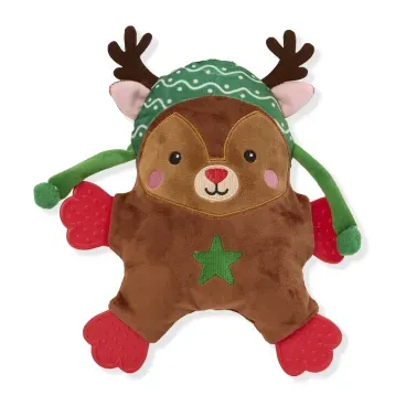 Brinquedo-Pelucia-com-Mordedor-Rena-com-Gorro-Savana-Pet-Marrom