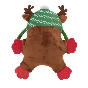 Brinquedo-Pelucia-com-Mordedor-Rena-com-Gorro-Savana-Pet-Marrom-de-costas