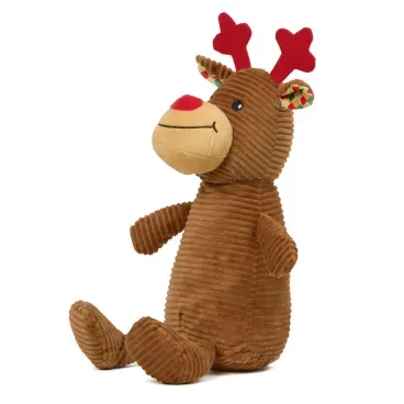 Brinquedo-Pelucia-Rena-com-Chifre-Vermelho-Savana-Pet-sentado-de-lado