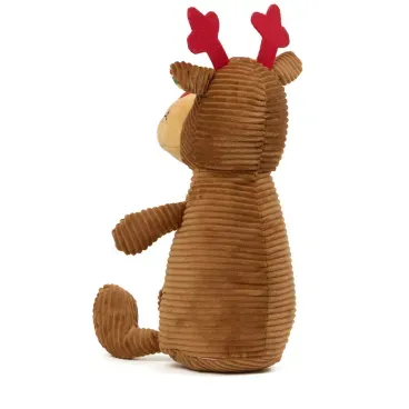 Brinquedo-Pelucia-Rena-com-Chifre-Vermelho-Savana-Pet-sentado-de-costas