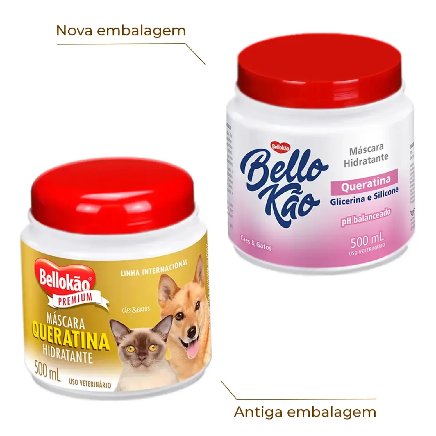 2-Mascara Hidratante Bellokao para Caes e Gatos 500g
