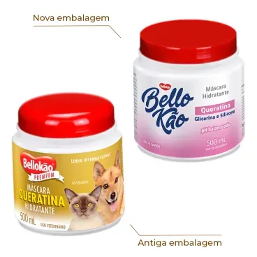 2-Mascara Hidratante Bellokao para Caes e Gatos 500g