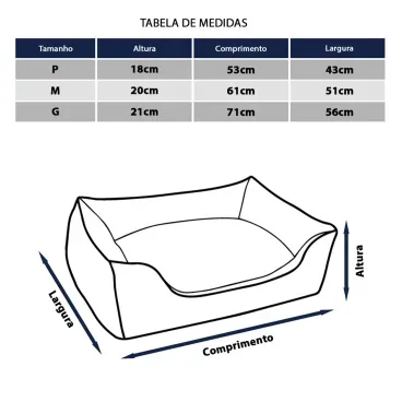 Tabela-de-Medidas-dos-tamanhos-P-M-e-G-da-Cama-Dino-para-Caes-e-Gatos-Fabrica-Pet