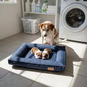 Filhotes-dormindo-na-Cama-Flat-Cordoba-Fabrica-Pet-Azul