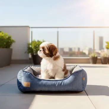 Pet-sentado-na-Cama-Home-para-Caes-e-Gatos-Fabrica-Pet-Azul