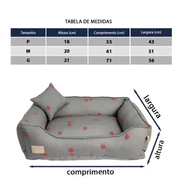 Tabela-de-medidas-dos-tamanhos-P-M-e-G-da-Cama-Joaninha-para-Caes-e-Gatos-Fabrica-Pet