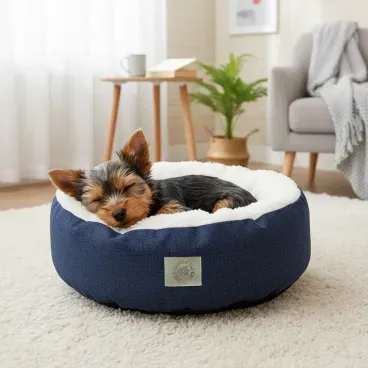 Pet-de-porte-pequeno-dormindo-na-Cama-Snow-para-Caes-e-Gatos-Fabrica-Pet-Azul