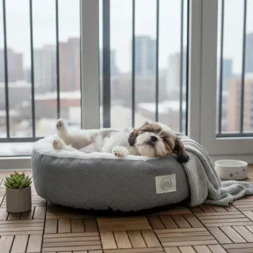 Pet-de-pequeno-porte-dormindo-na-Cama-Snow-para-Caes-e-Gatos-Fabrica-Pet-Cinza