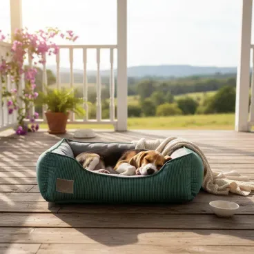 Pet-dormindo-na-Cama-Home-para-Caes-e-Gatos-Fabrica-Pet-Verde