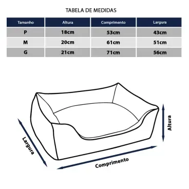 Tabela-de-medidas-dos-tamanhos-P-M-e-G-da-Cama-Home-para-Caes-e-Gatos-Fabrica-Pet-Verde