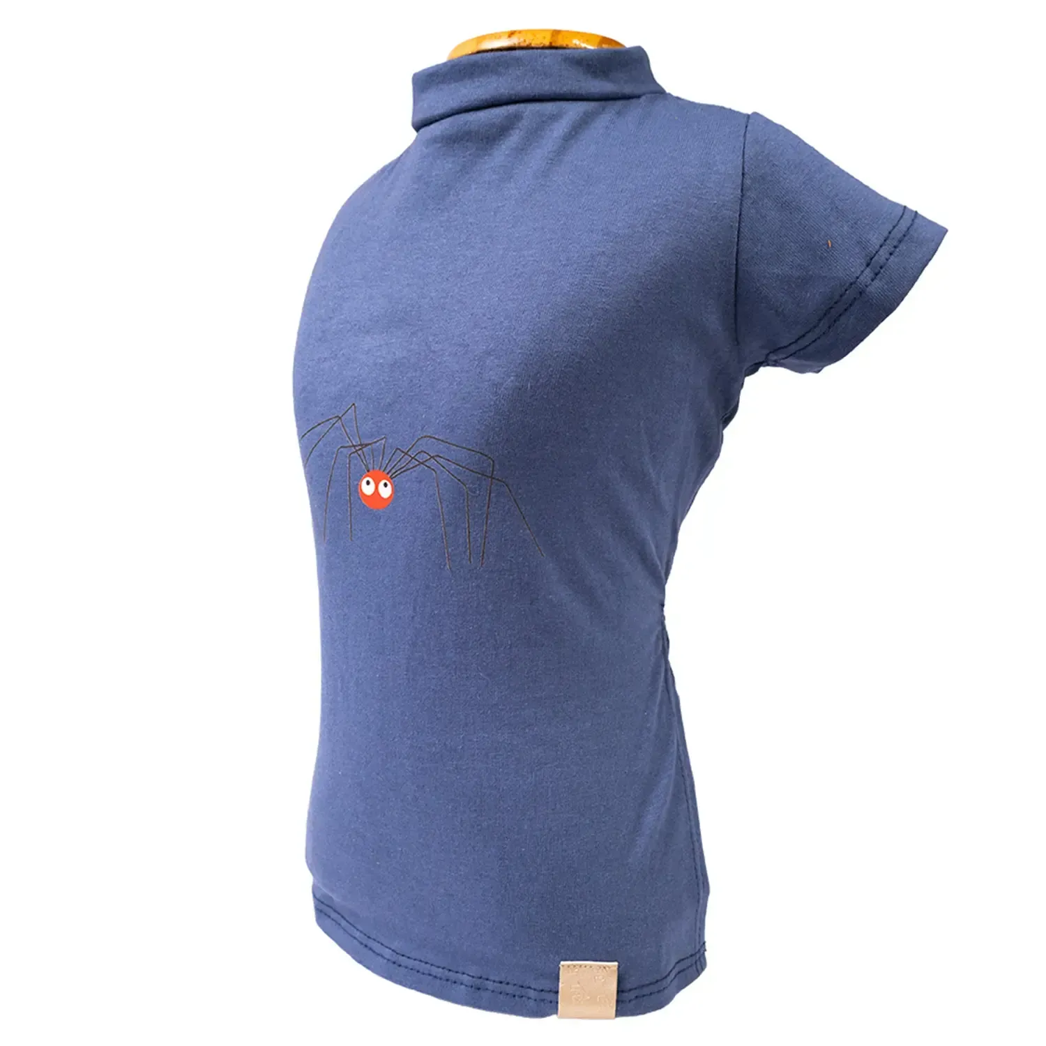 Blusa-Gola-Careca-Aranha-Fabrica-Pet-Azul-tamanho-PP-foto-da-lateral
