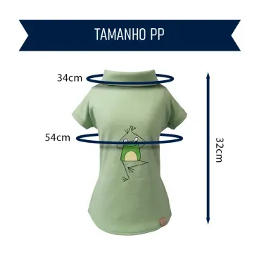 Polo-Malha-Sapo-Verde-Fabrica-Pet-tamanho-PP-foto-explicativa-do-tamanho-da-peca
