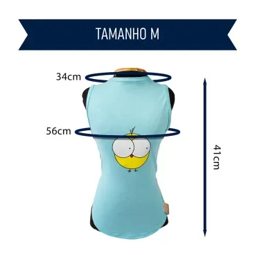 Regata-Pintinho-Azul-Fabrica-Pet-tamanho-M-foto-explicativa-do-tamanho-da-peca