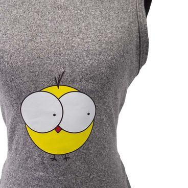 Regata-Pintinho-Cinza-Fabrica-Pet-tamanho-PP-foto-de-detalhe-da-estampa-