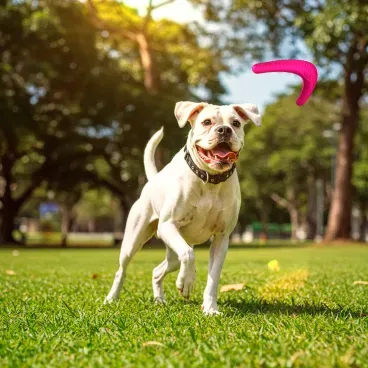 Pet-de-grande-porte-brincando-com-o-Brinquedo-Mordedor-Boomerang-Stark-Pet-Rosa