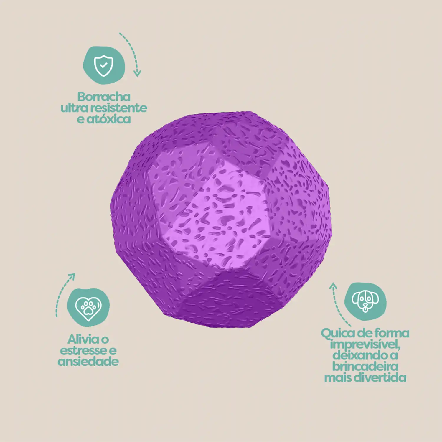 Brinquedo Bola Maciça Rocky Ball Stark Pet Roxo