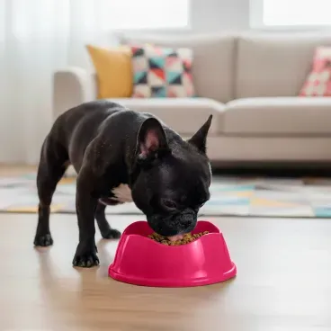 Comedouro-Bowl-Antiderrapante-Stark-Pet-Magenta-com-pet-comendo