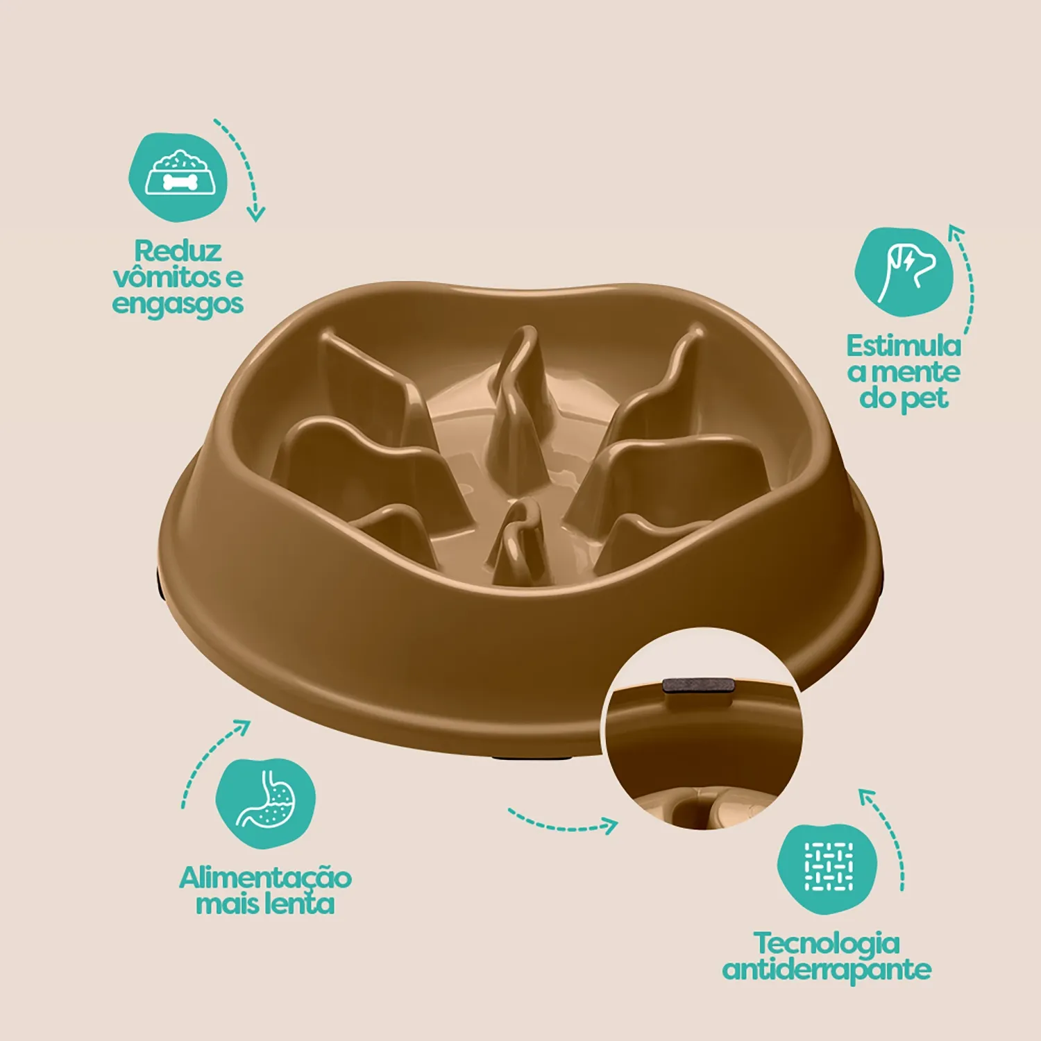 Comedouro Lento com Labirinto Stark Pet Bege
