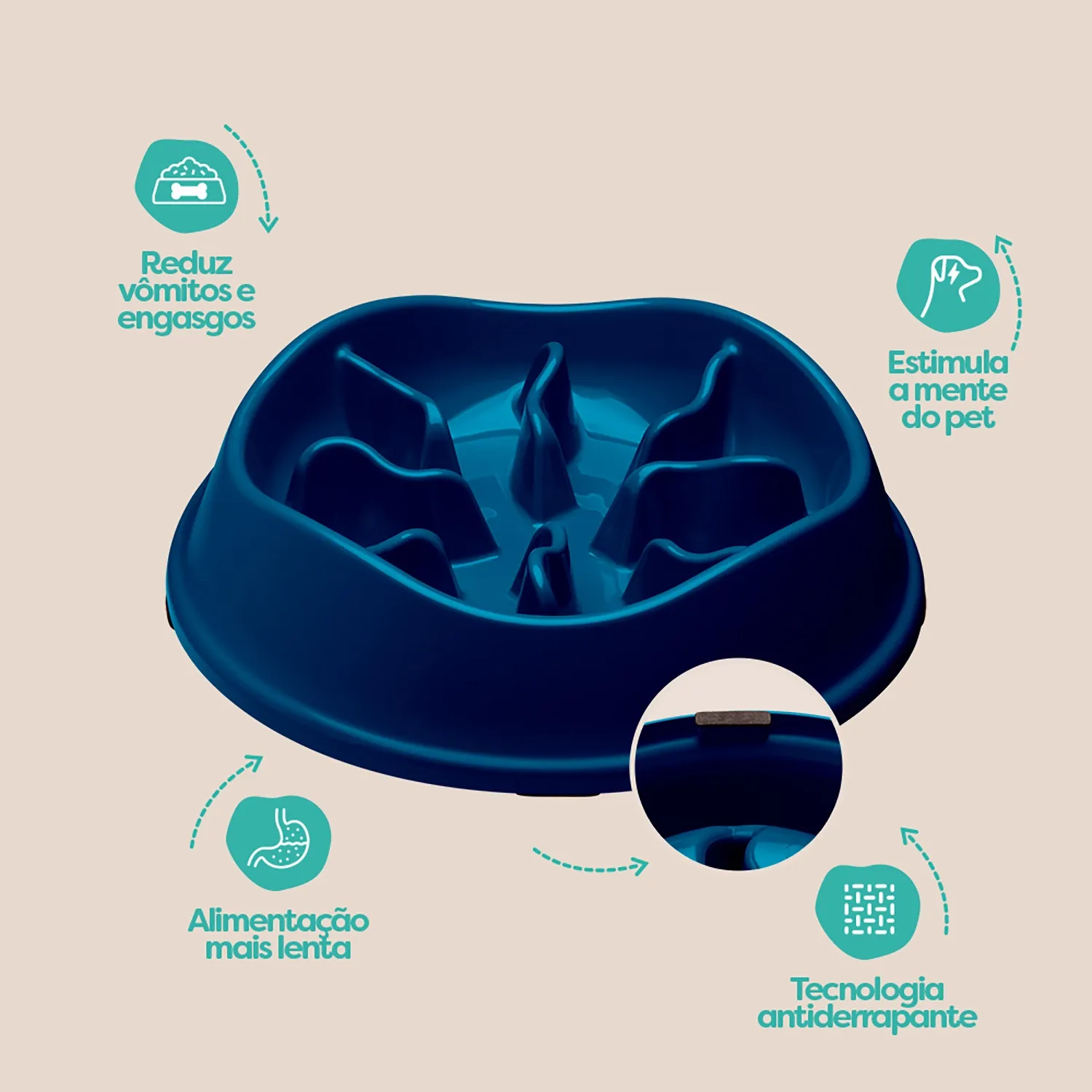 Comedouro Lento com Labirinto Stark Pet Azul Comedouro Lento com Labirinto Stark Pet Azul