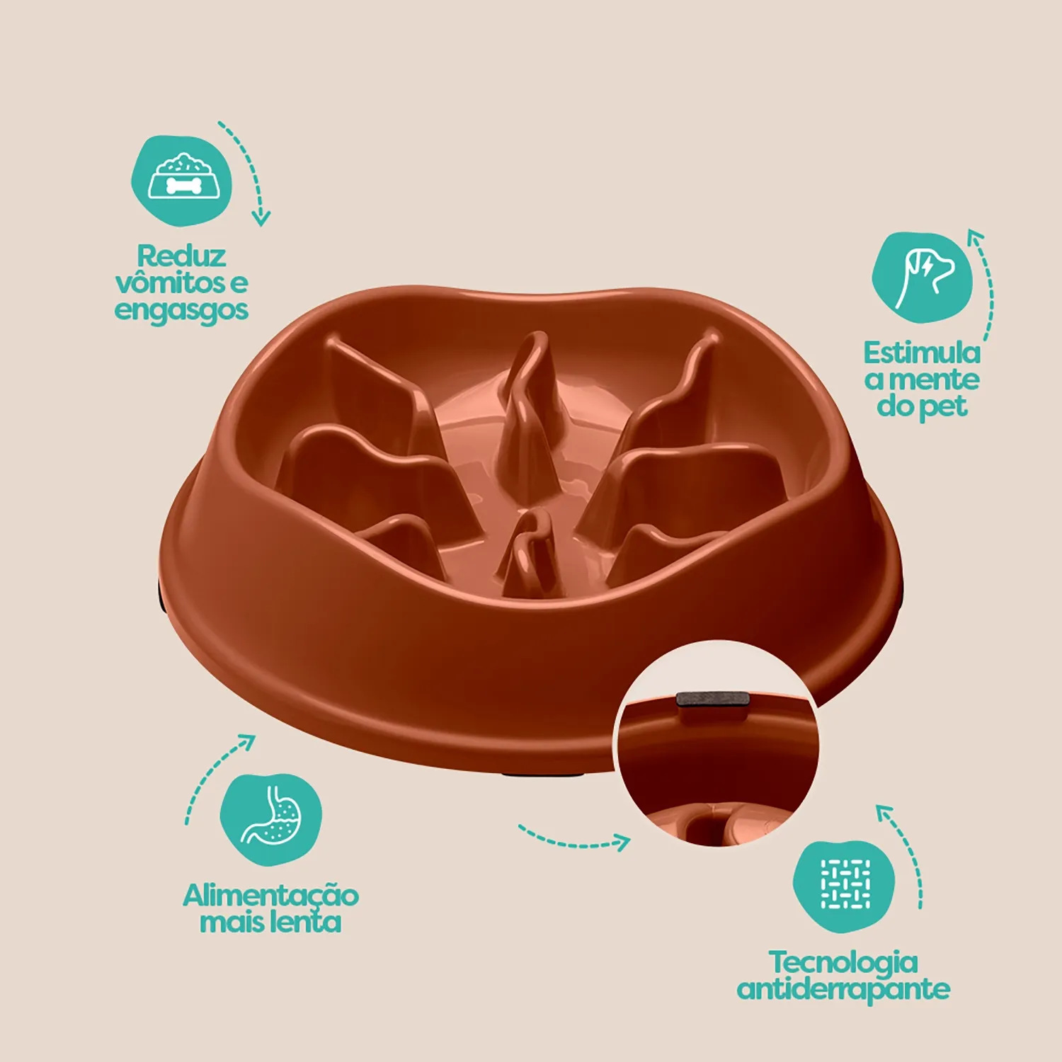 Comedouro Lento com Labirinto Stark Pet Cobre