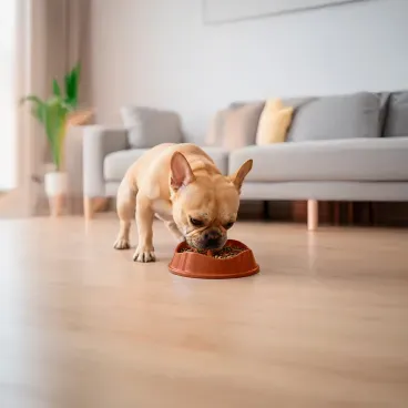 buldogue-frances-comendo-no-Comedouro-Lento-com-Labirinto-Stark-Pet-Cobre