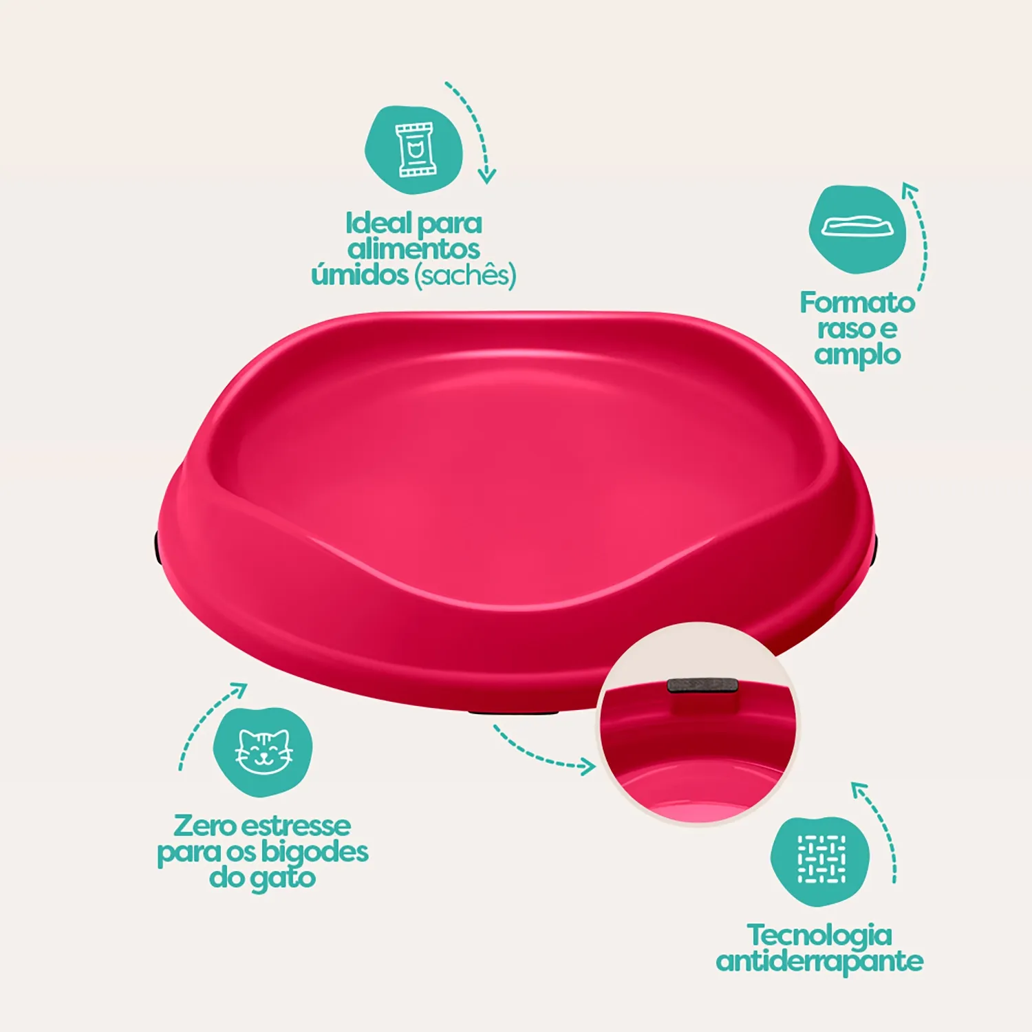 Comedouro Raso para Gatos Stark Pet Magenta
