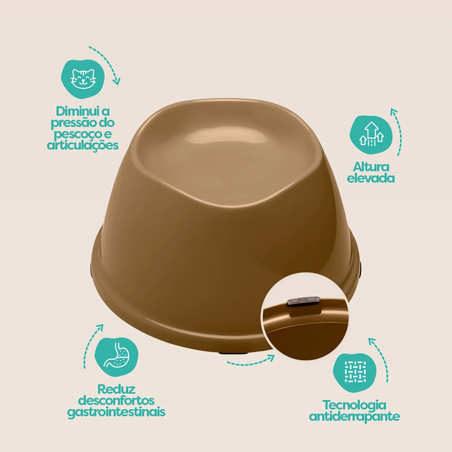 Comedouro Ergonômico para Gatos Stark Pet Bege