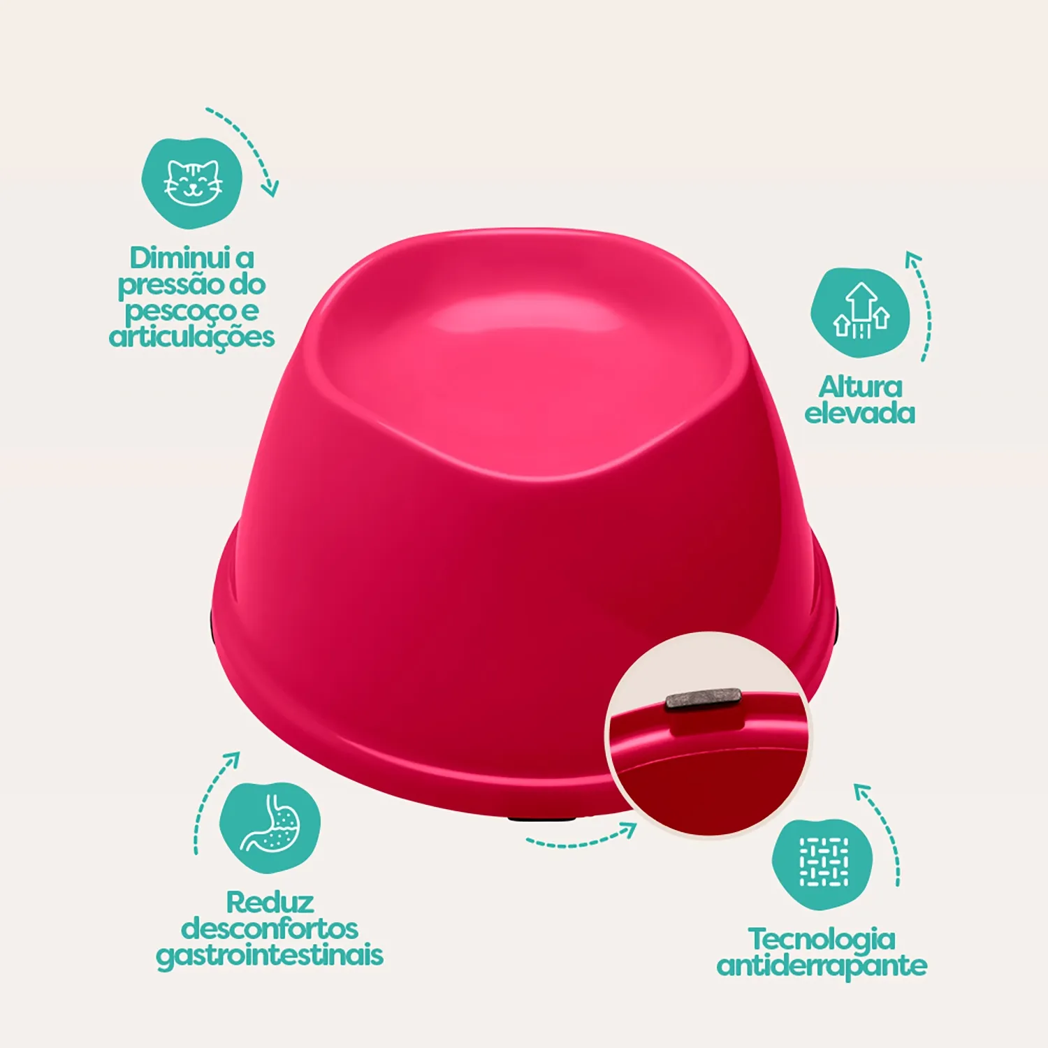 Comedouro Ergonômico para Gatos Stark Pet Magenta