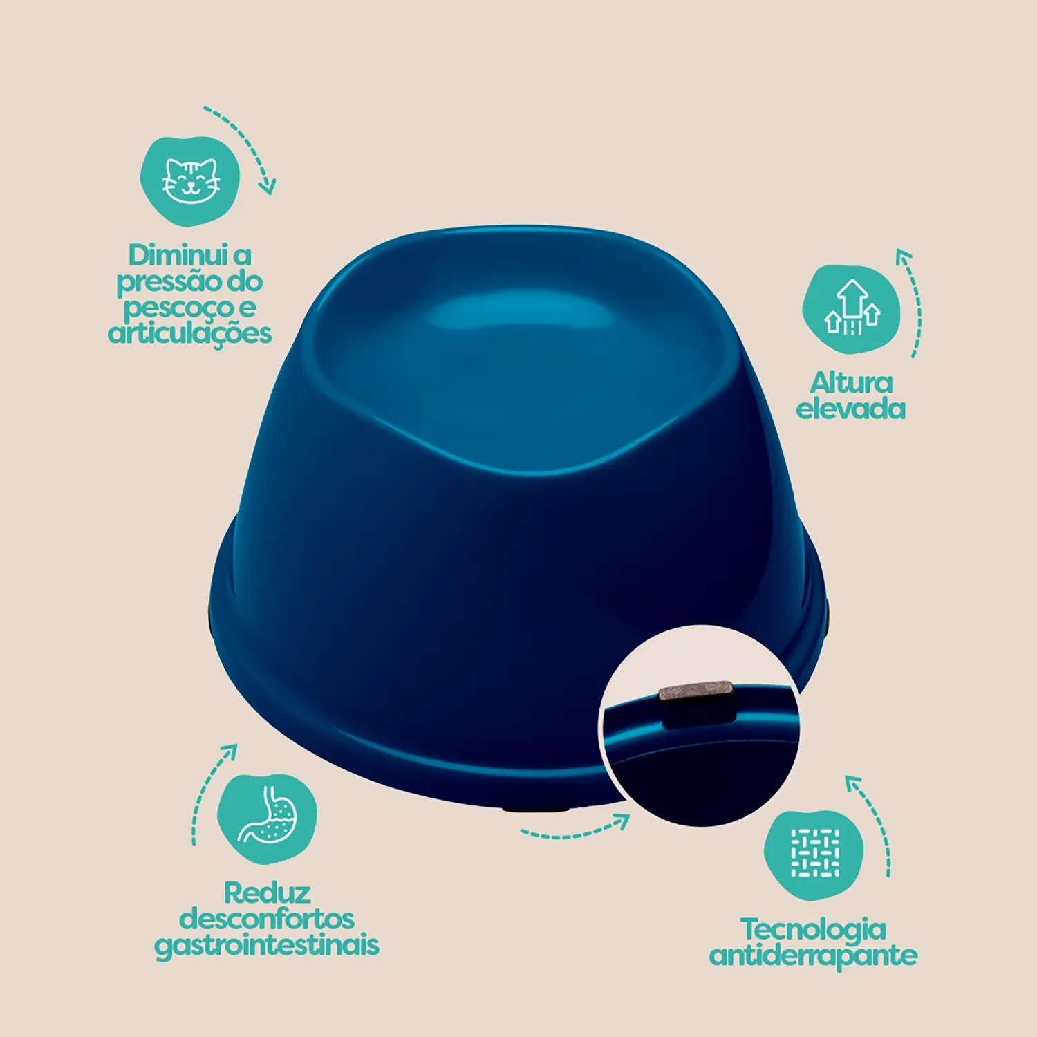 Comedouro Ergonômico para Gatos Stark Pet Azul