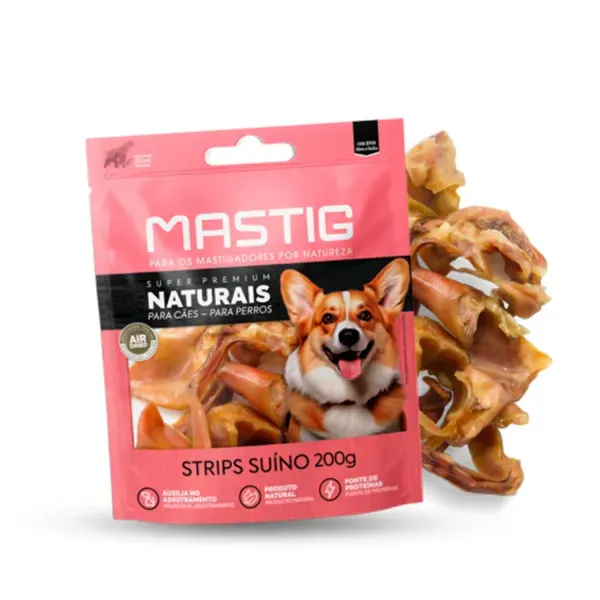 Petisco Strips Suínos para Cães Mastig 200 g