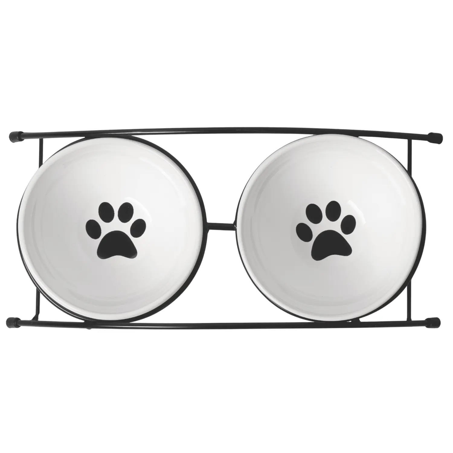 Comedouro Elevado Duplo Porcelana Branco