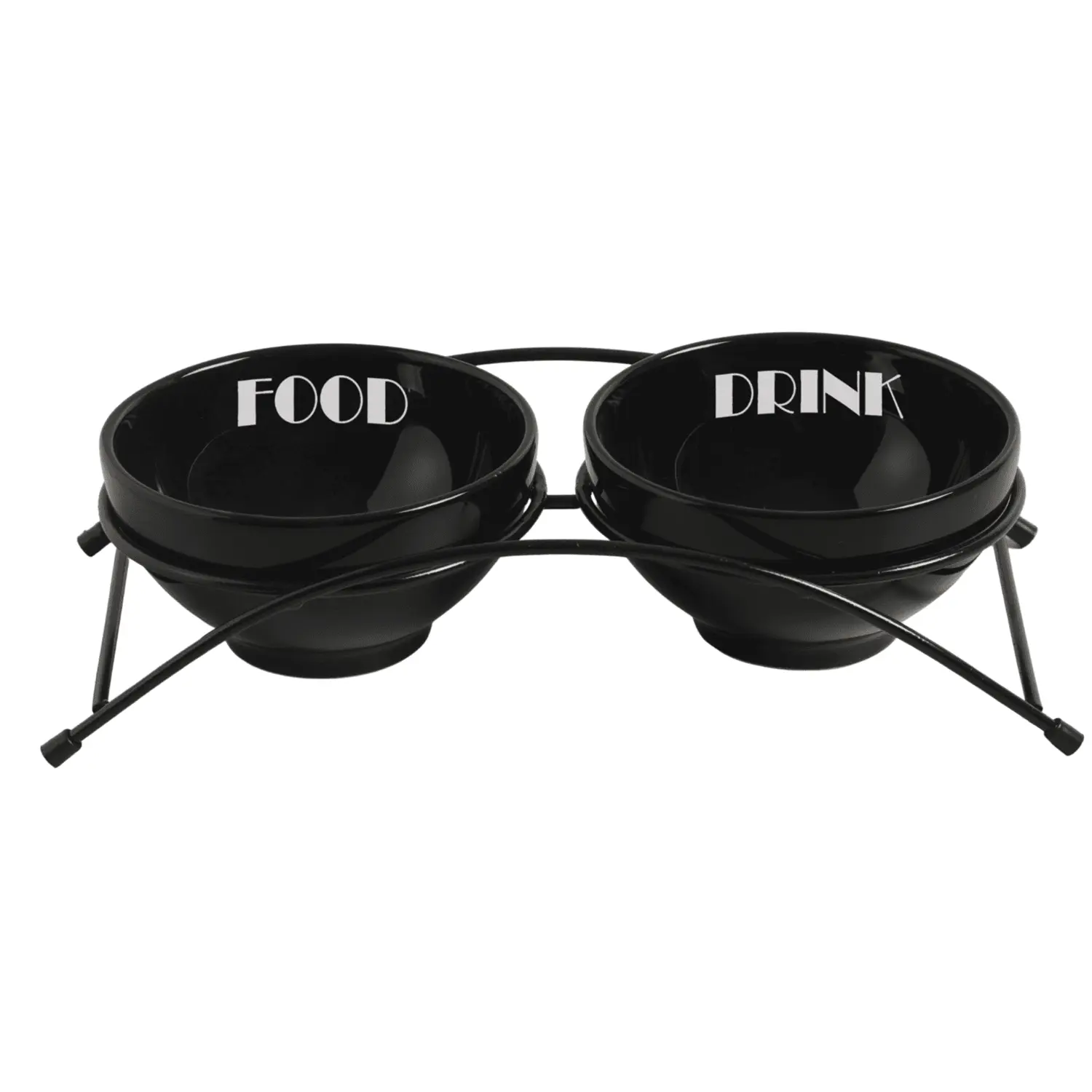 Comedouro Elevado Duplo Porcelana Preto