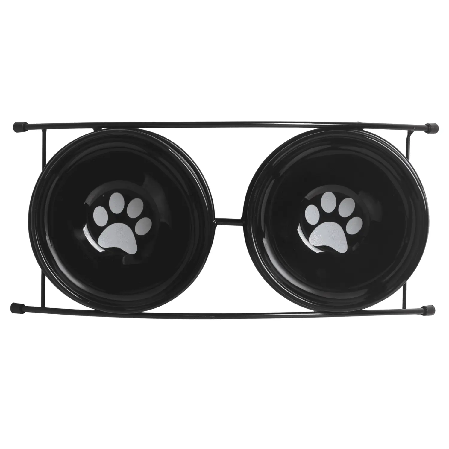 Comedouro Elevado Duplo Porcelana Preto