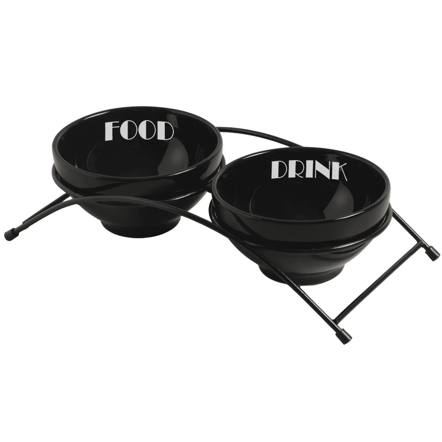 Comedouro Elevado Duplo Porcelana Preto