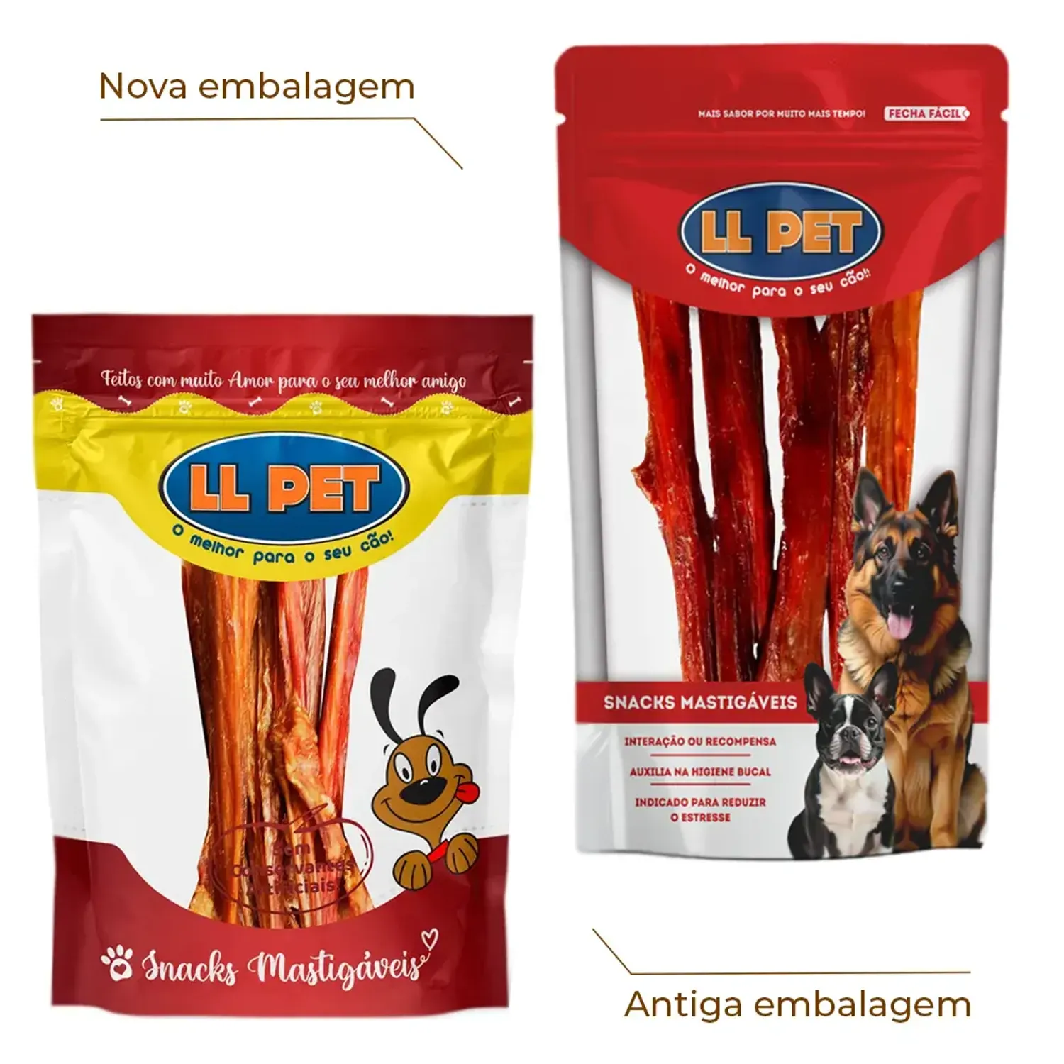 2-Petisco Palito Bovino para Caes LL Pet 5 unidades