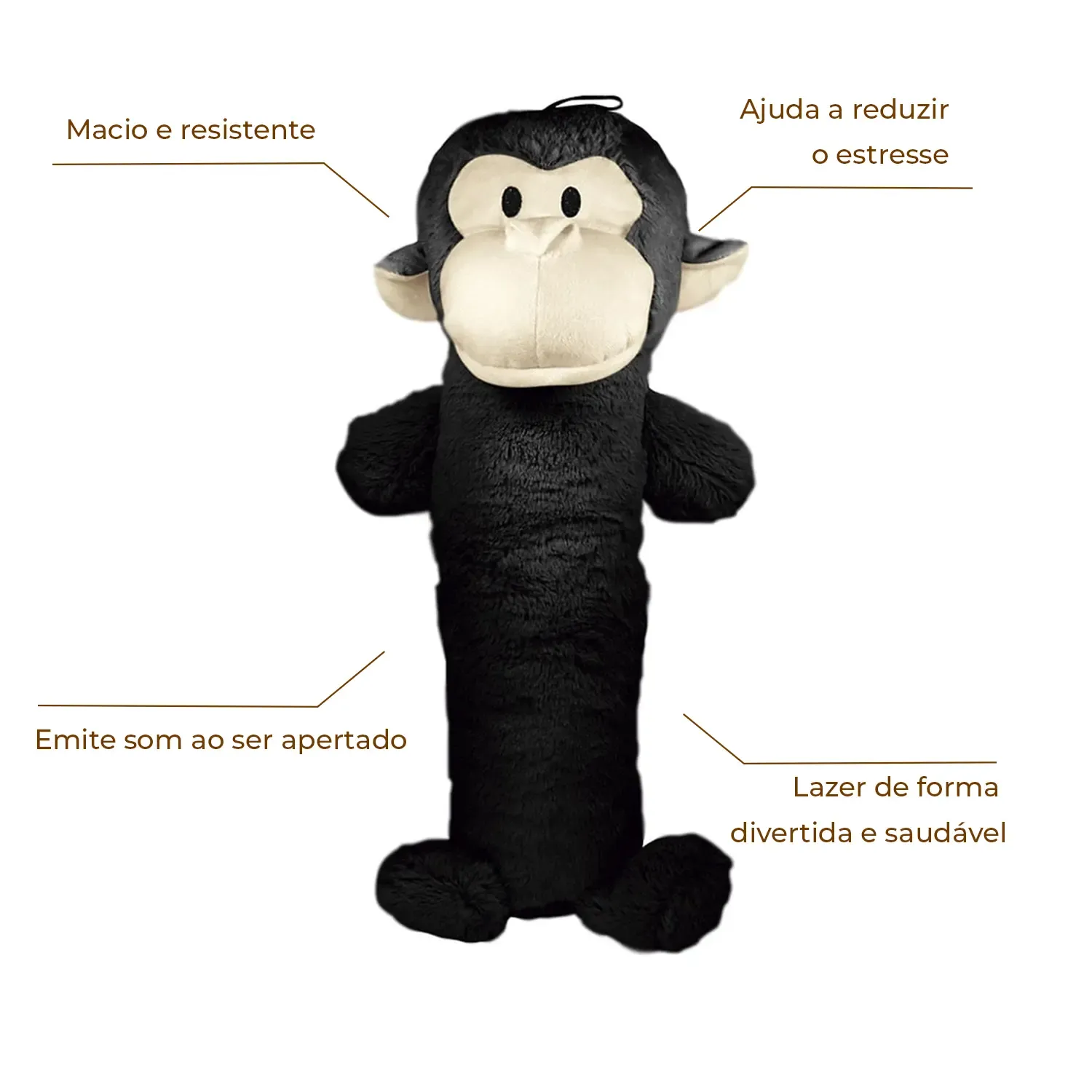 Pelucia-Macaco-Fleece-Jambo-Preto