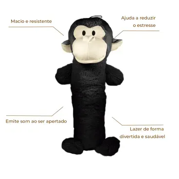 Pelucia-Macaco-Fleece-Jambo-Preto